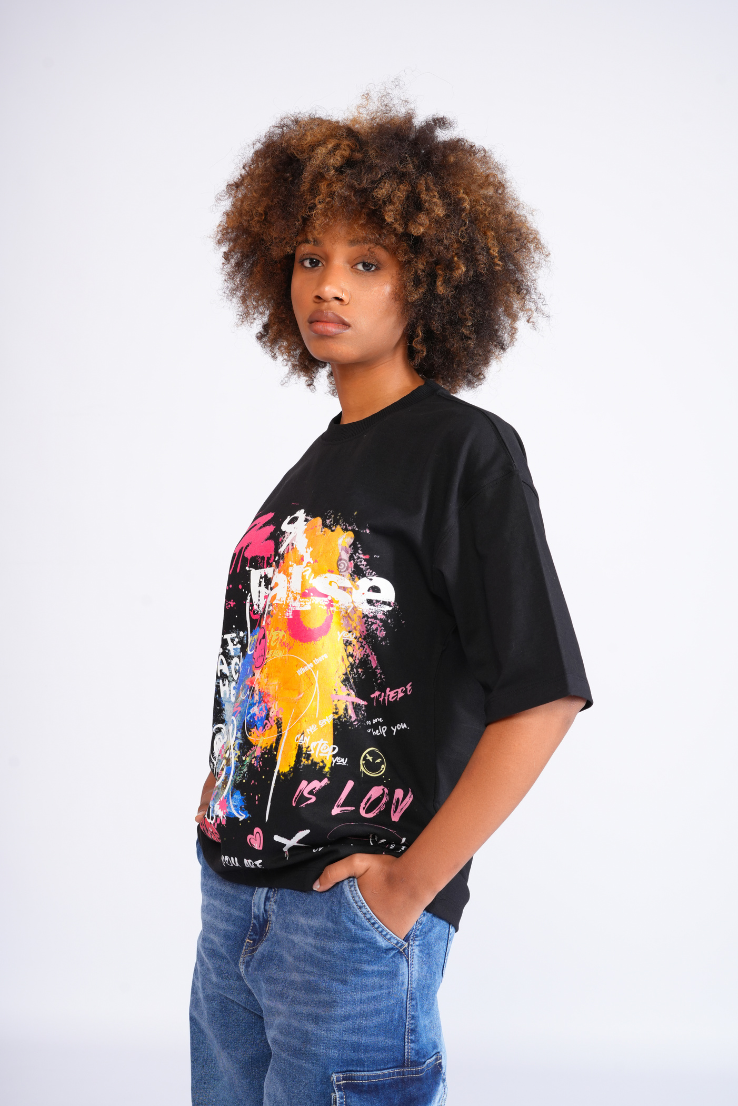 Graffiti inspired black Women t shirt