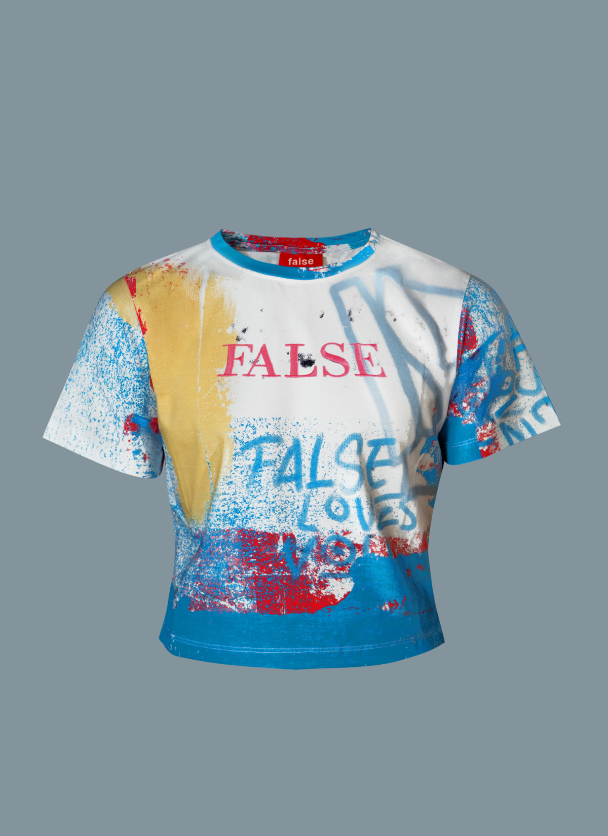 False spray graffiti baby tee