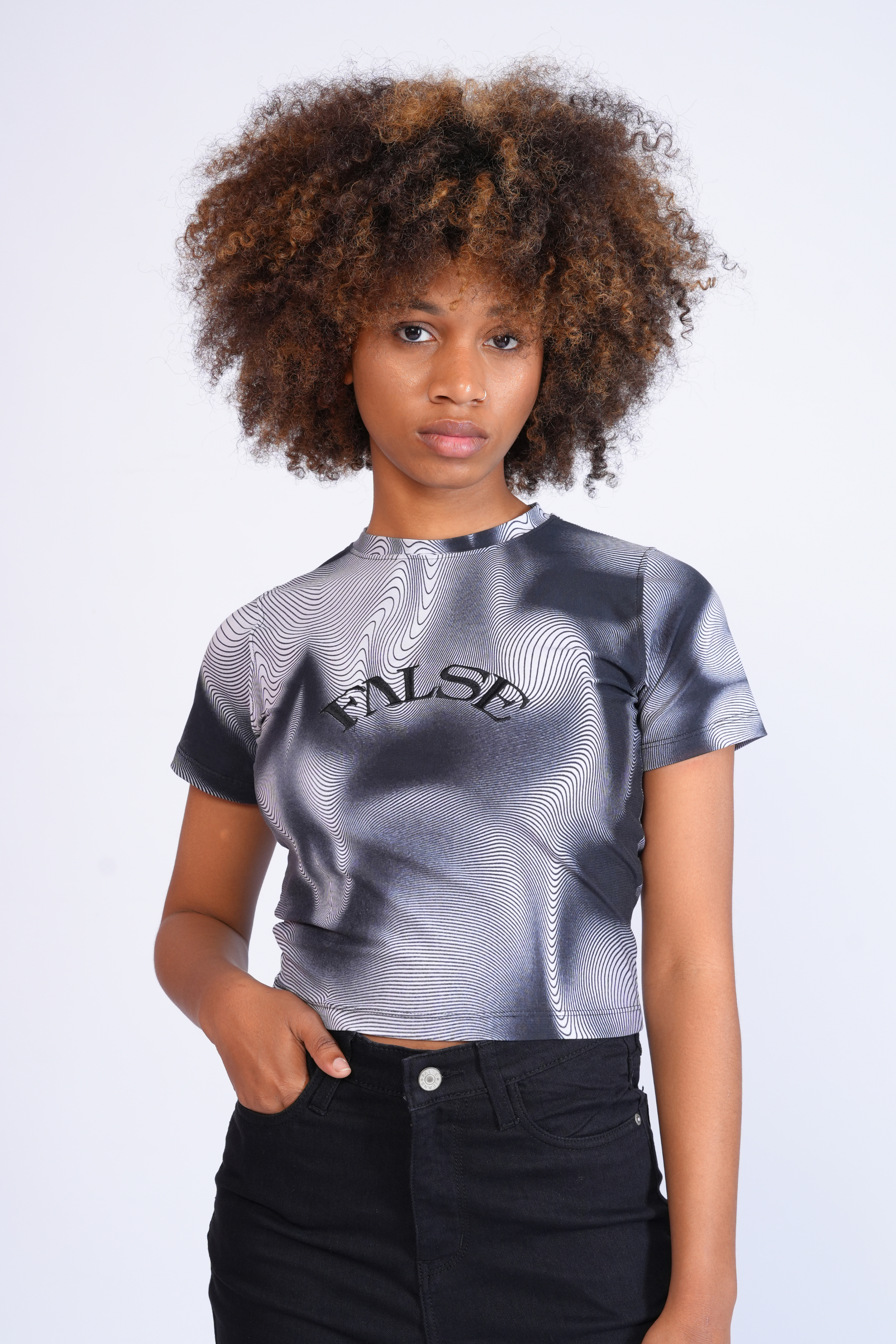 Black and White illusion baby tee