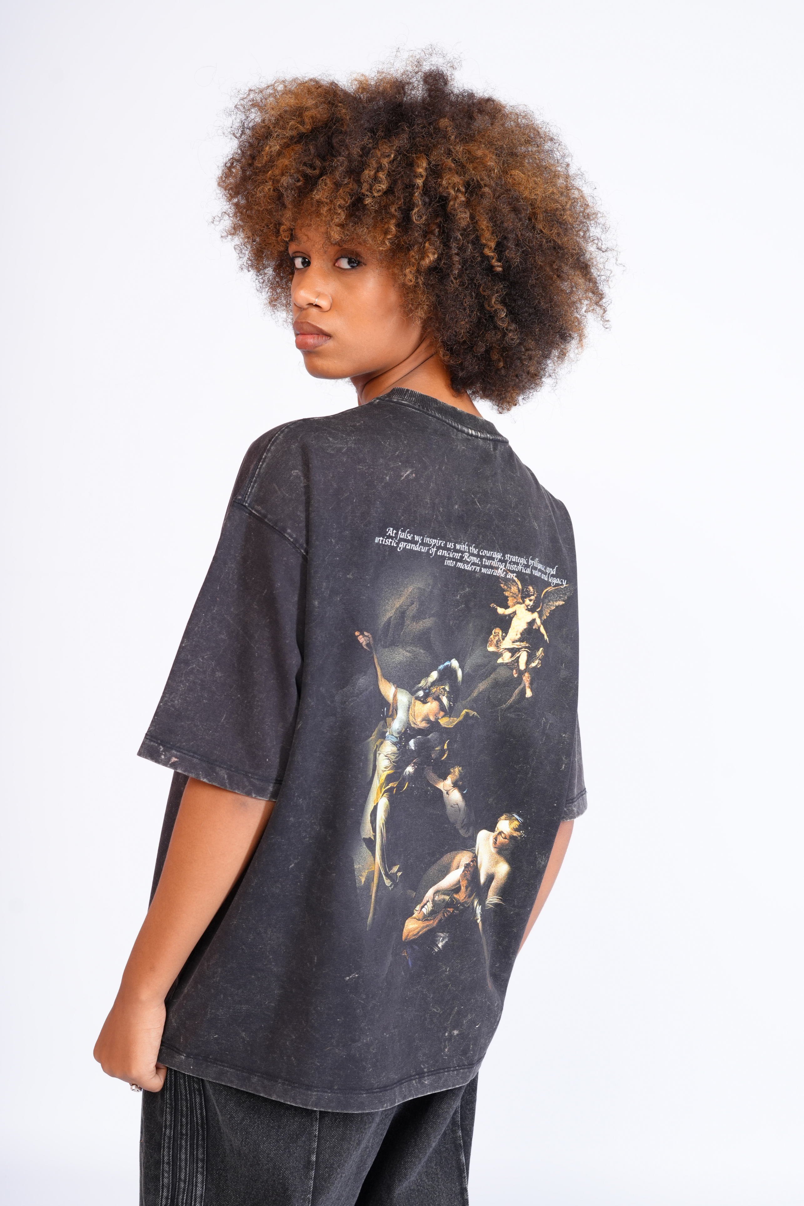 Romans inspire acid wash grey t shirt