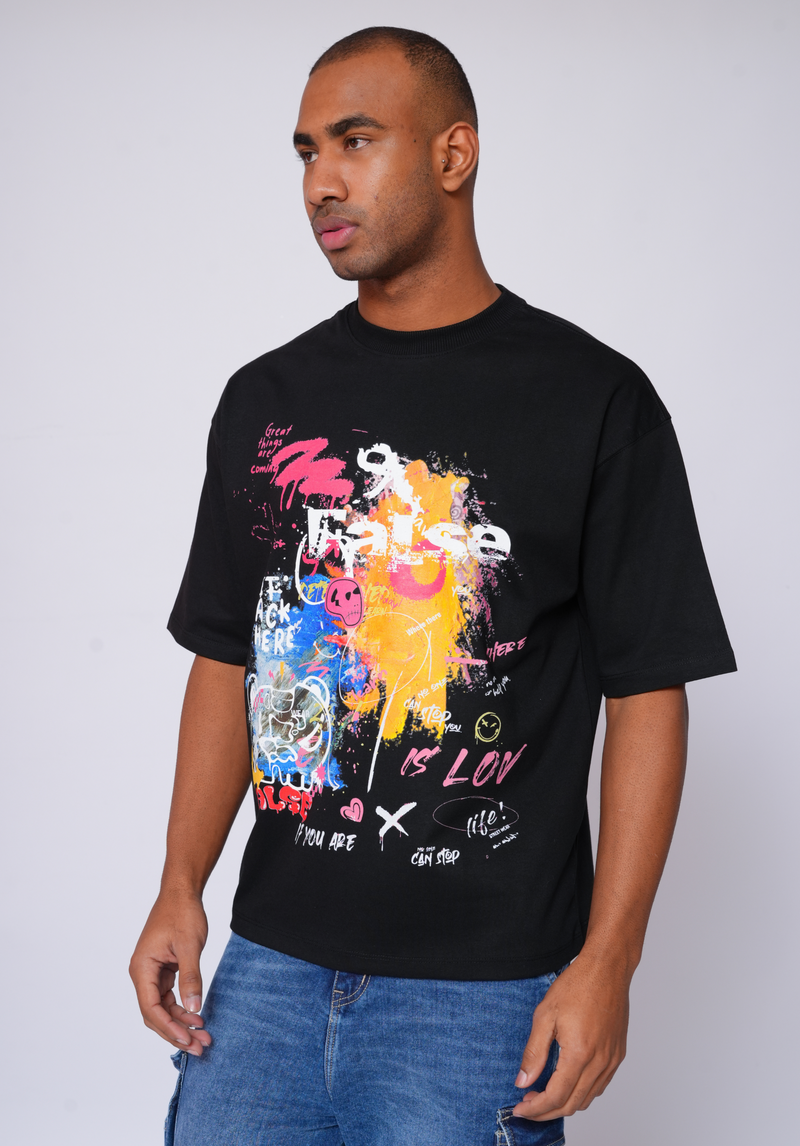 Graffiti inspired black t shirt
