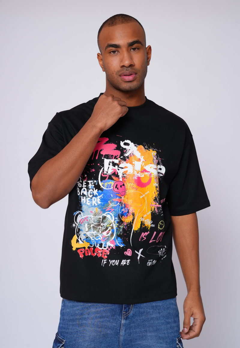 Graffiti inspired black t shirt
