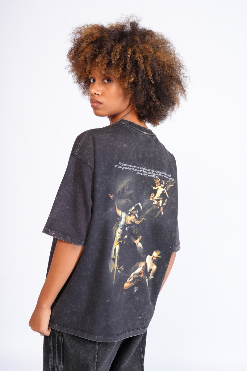 Romans inspire acid wash grey t shirt