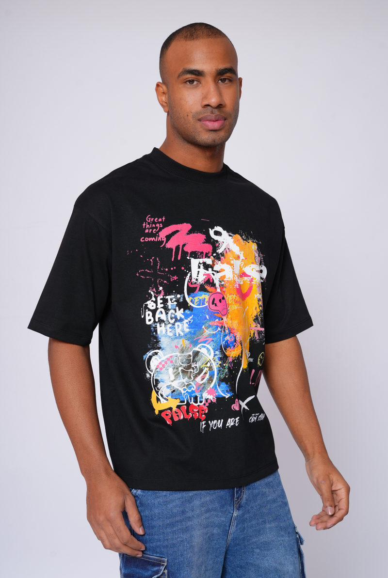 Graffiti inspired black t shirt
